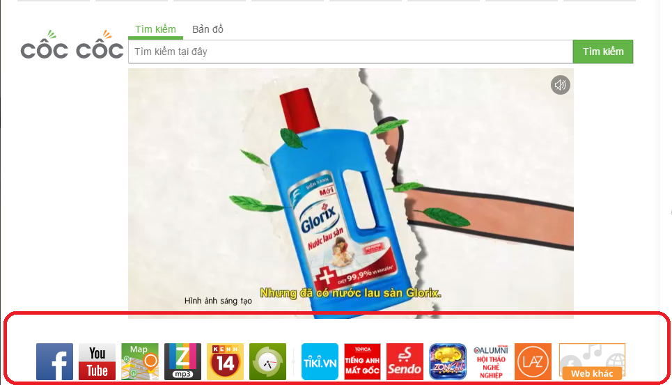 Quảng cáo icon trên Cốc Cốc