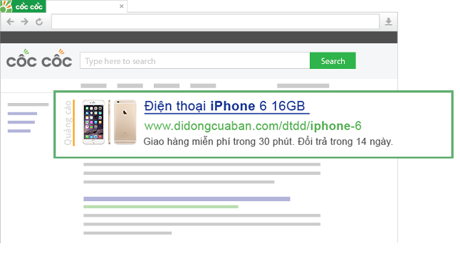 Quảng cáo từ khóa tìm kiếm Cốc Cốc